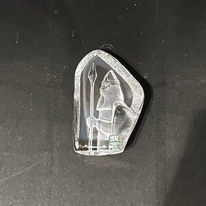 Målerås Viking Warrior with Spear Crystal Paperweight Sweden
